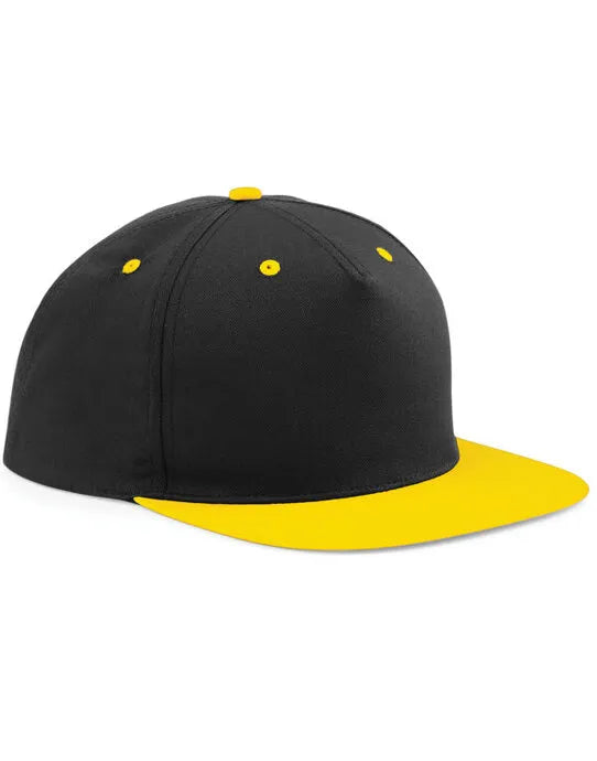 Beechfield 5 Panel Contrast Snapback B610C - Black Yellow O S - Customisable Caps