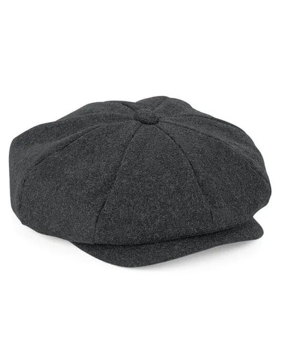 Beechfield Melton Wool Baker Boy Cap B629 - Charcoal Marl L-XL - Customisable Caps