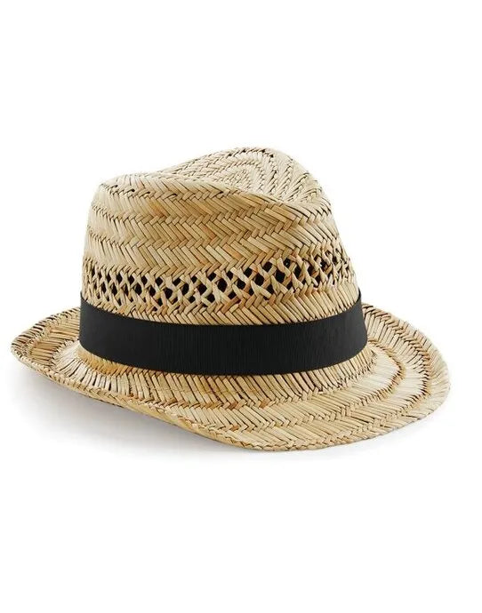 Beechfield Straw Summer Trilby B730 - Natural L-XL - Customisable Beanies