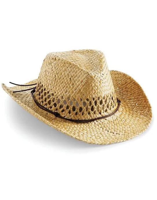Beechfield Straw Cowboy Hat B735 - Natural O S - Customisable Hats