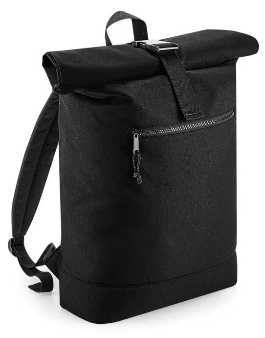 Bagbase Recycled Roll-Top Backpack BG286 - Black O S - Customisable Bags
