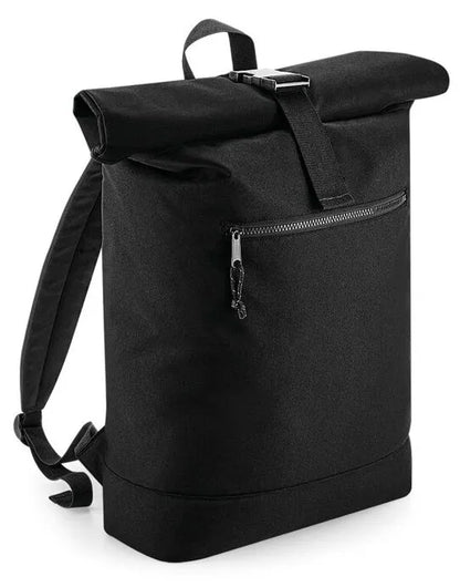 Bagbase Recycled Roll-Top Backpack BG286 - Black O S - Customisable Bags