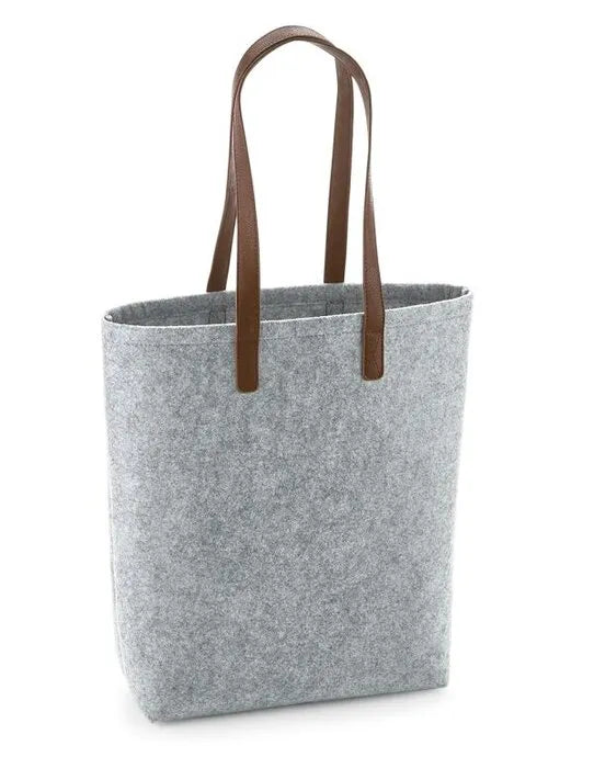 Bagbase Premium Felt Tote bg738 - Grey Melange Tan O S - Customisable Bags