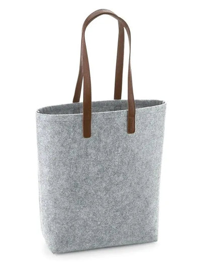 Bagbase Premium Felt Tote bg738 - Grey Melange Tan O S - Customisable Bags