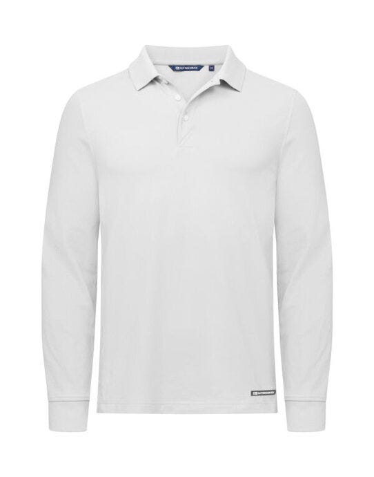 Cutter &amp; Buck C&amp;B Advantage Long Sleeve Polo - CB354438 - White - Customisable Mens Long Sleeve Polo Shirts