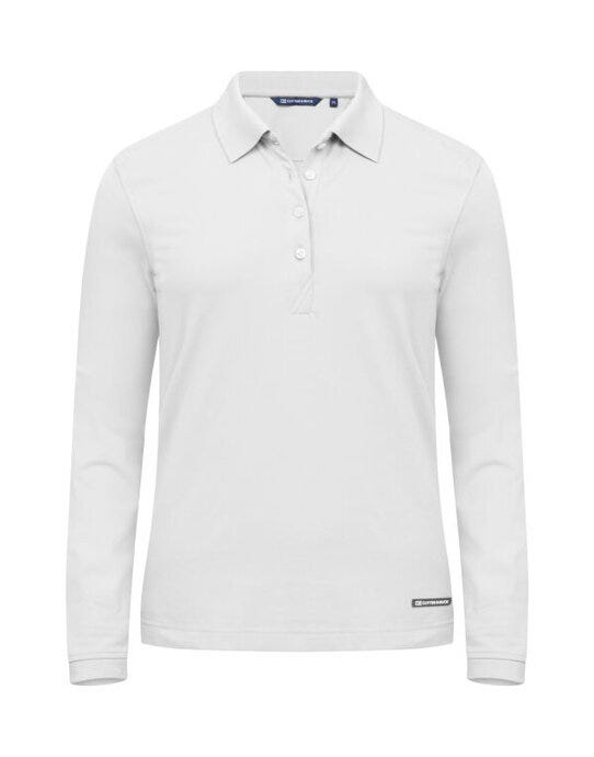 Cutter &amp; Buck C&amp;B Ladies Advantage Long Sleeve Polo - CB354439 - White - Customisable Ladies Long Sleeve Polo Shirts