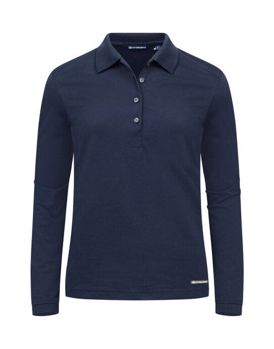 Cutter &amp; Buck C&amp;B Ladies Advantage Long Sleeve Polo - CB354439 - Dark Navy - Customisable Ladies Long Sleeve Polo Shirts