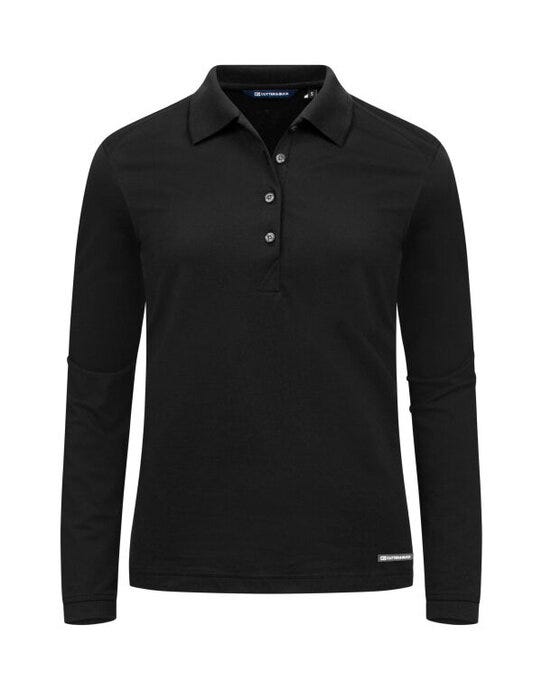Cutter &amp; Buck C&amp;B Ladies Advantage Long Sleeve Polo - CB354439 - Black - Customisable Ladies Long Sleeve Polo Shirts