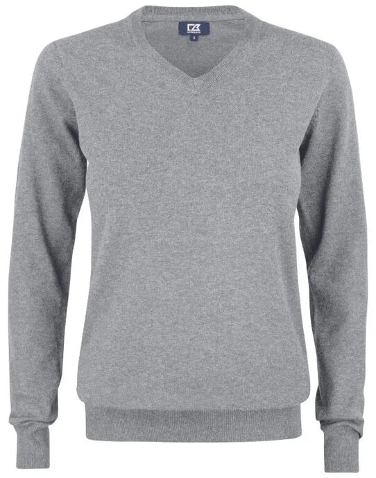 Oakville Vneck Women - CB355419 - Grey Melange - Customisable Knitwear