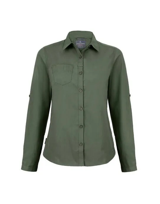 Craghoppers Expert Womens Kiwi LS Shirt CES002 - Dark Cedar Green - Customisable Shirts