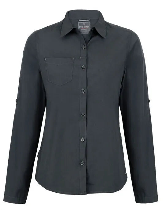 Craghoppers Expert Womens Kiwi LS Shirt CES002 - Carbon Grey - Customisable Shirts