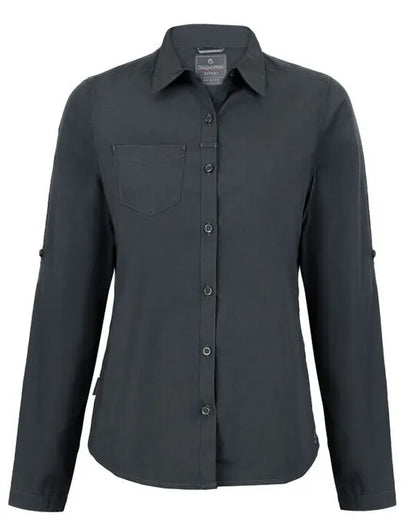 Craghoppers Expert Womens Kiwi LS Shirt CES002 - Carbon Grey - Customisable Shirts