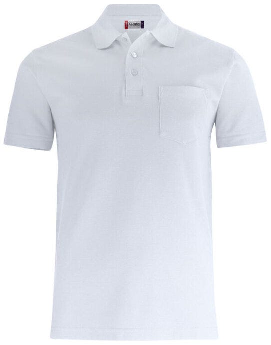 Clique Basic Polo With Pocket Cq028255 - White XS - Customisable POLO SHIRTS