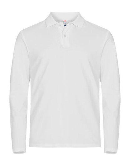 Clique Stretch Premium L/S Polo Cq028262 - White XL - Customisable POLO SHIRTS