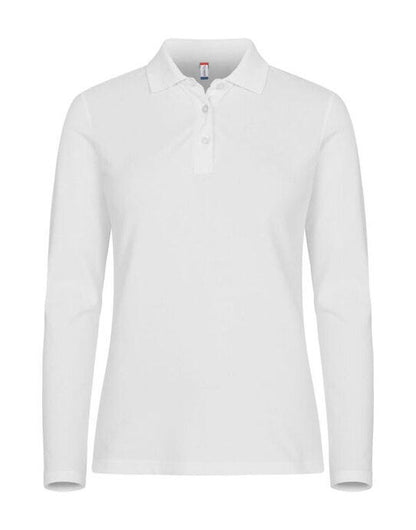 Clique Stretch Premium Polo L/S Women Cq028263 - White 2XL - Customisable POLO SHIRTS