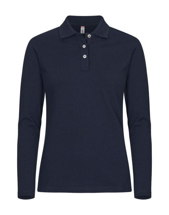 Clique Stretch Premium Polo L/S Women Cq028263 - Dark Navy XS - Customisable POLO SHIRTS