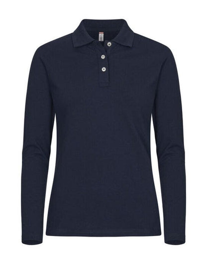 Clique Stretch Premium Polo L/S Women Cq028263 - Dark Navy S - Customisable POLO SHIRTS