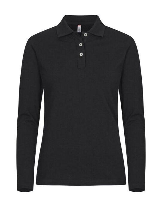 Clique Stretch Premium Polo L/S Women Cq028263 - Black L - Customisable POLO SHIRTS