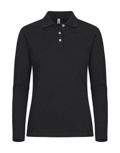 Clique Stretch Premium Polo L/S Women Cq028263 - Black L - Customisable POLO SHIRTS