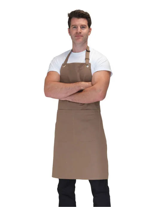 Denny Joseph Alan Canvas Bib Apron With Pocket dp114 - Beige O S - Customisable Apron