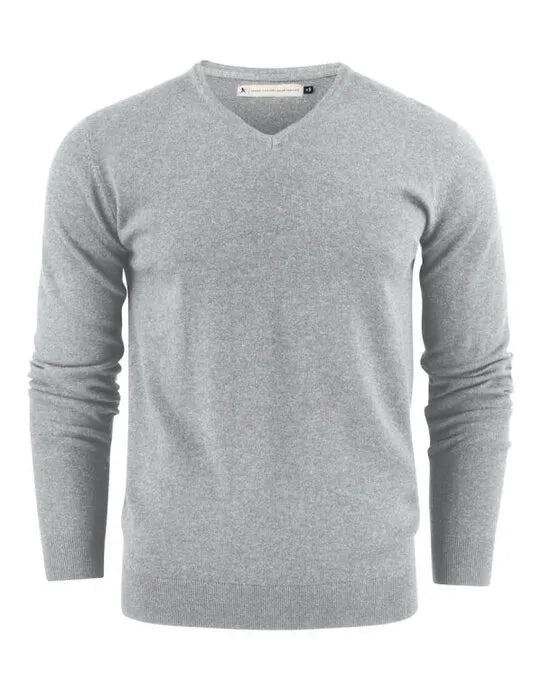 James Harvest Ashland V-Neck Knit Sweat HAR2112507 - Grey Melange - Customisable Sweatshirts