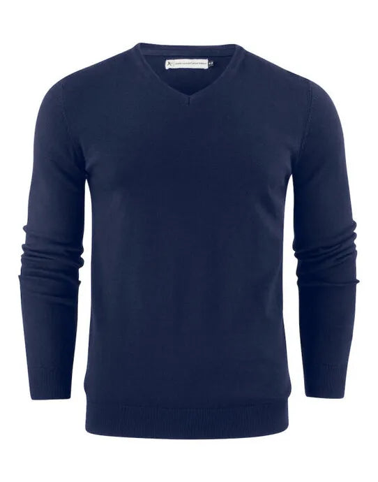 James Harvest Ashland V-Neck Knit Sweat HAR2112507 - Navy - Customisable Sweatshirts