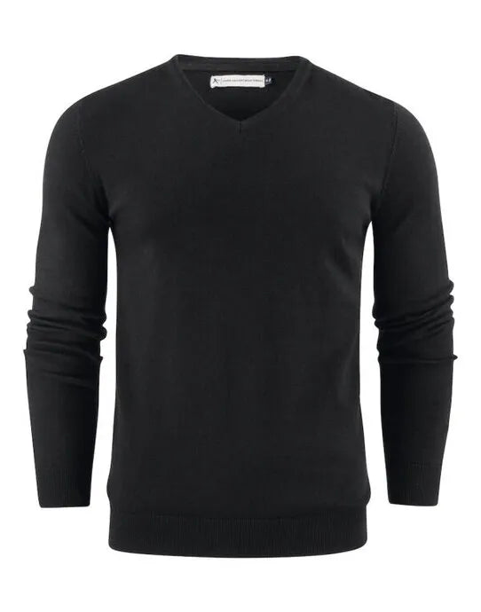 James Harvest Ashland V-Neck Knit Sweat HAR2112507 - Black - Customisable Sweatshirts