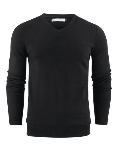 James Harvest Ashland V-Neck Knit Sweat HAR2112507 - Black - Customisable Sweatshirts