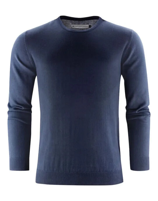 James Harvest Ashland U Neck Knit Sweat HAR2112512 - Navy - Customisable Sweatshirts