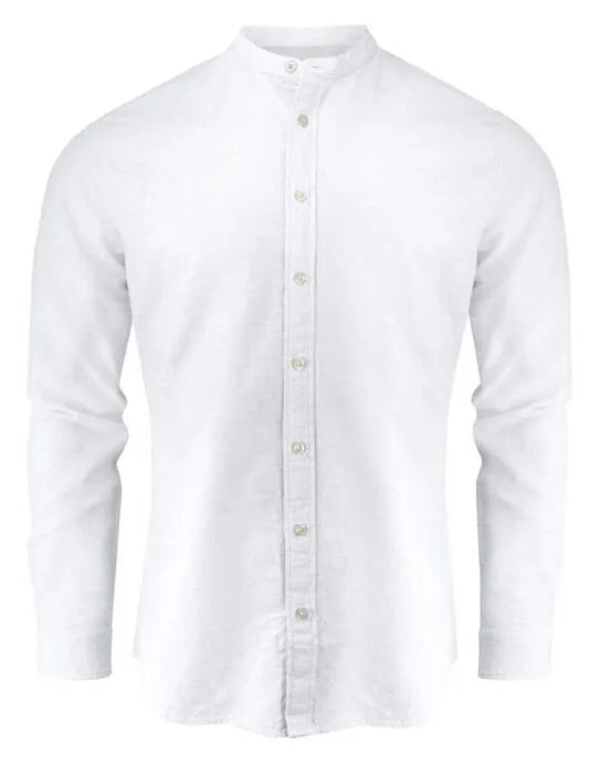 James Harvest Townsend Linen-Blend Shirt HAR2113041 - White - Customisable Sweatshirts