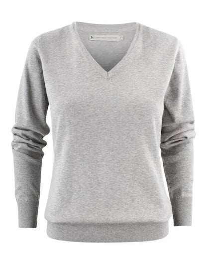 James Harvest Ashland V Neck Ladies Knit HAR2122505 - Grey Melange - Customisable Sweatshirts