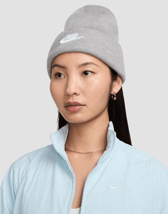 Nike Peak Beanie - HF0186 - Dark Grey Heather White O S - Customisable Caps &amp; Hats Etc