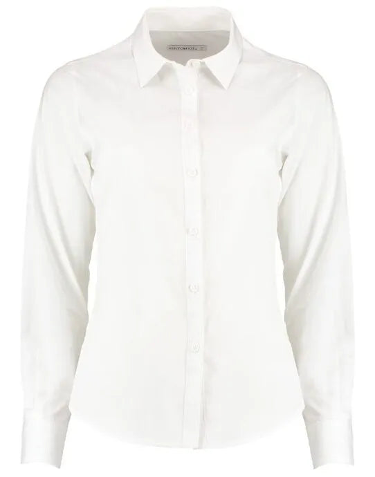 Kustom Kit Lady LS Tailored Poplin Shirt KK242 - White - Customisable Shirts