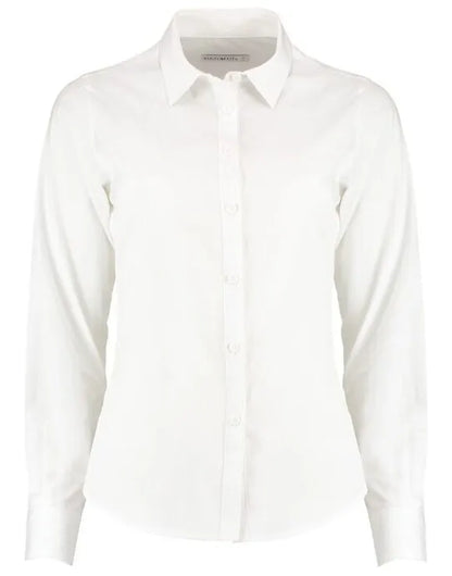 Kustom Kit Lady LS Tailored Poplin Shirt KK242 - White - Customisable Shirts