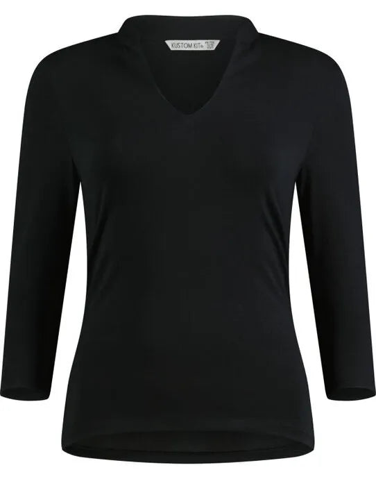 Kustom Kit Lady Mandarin Collar 34 Top kk785 - - Customisable Corporate Wear