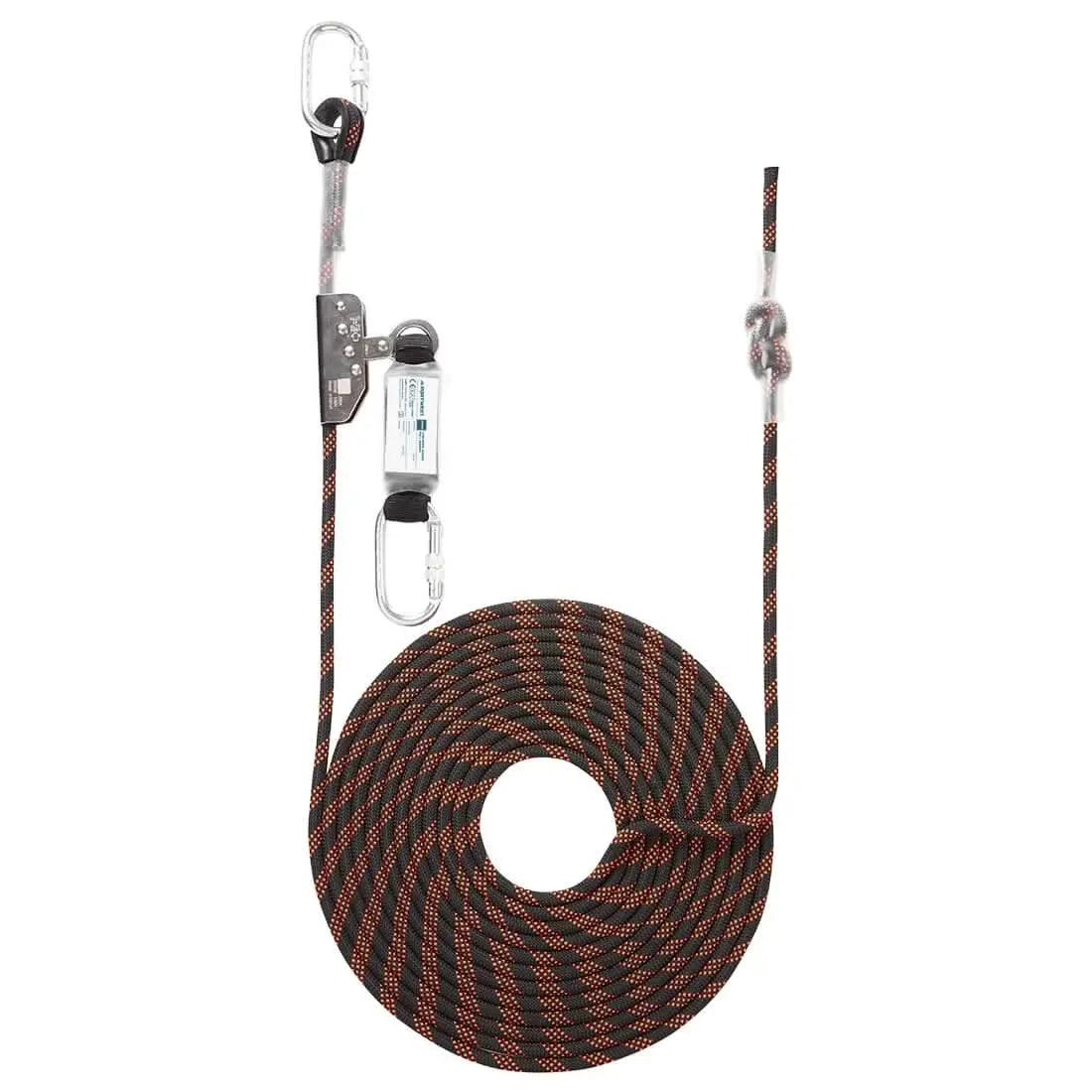 10m Rope Guided Fall Arrest Fp90 - Black Orange - Customisable Fall Arrest Lanyards