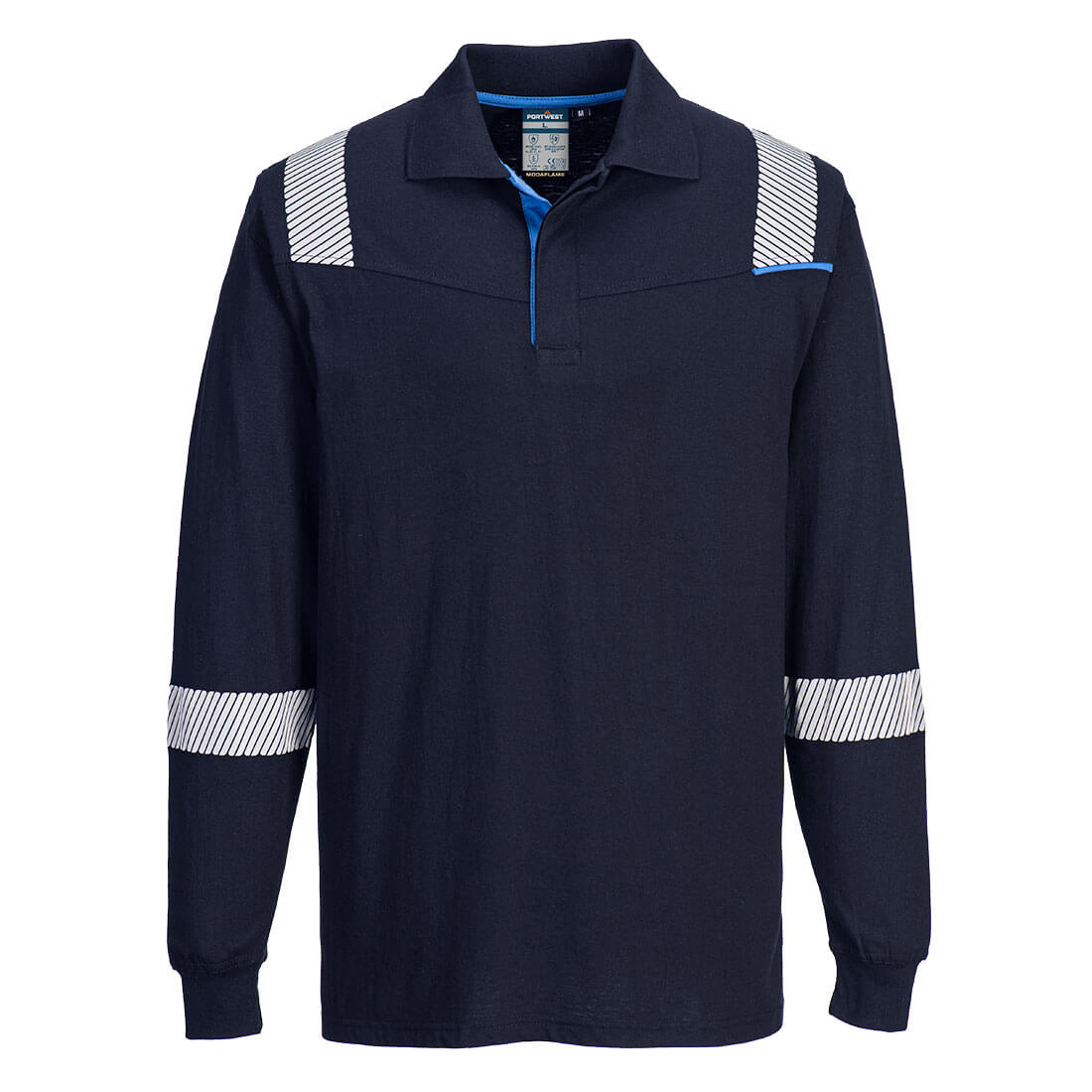 Wx3 Modaflame Knit Fr Long Sleeve Polo Shirt - FR711 - Navy - Customisable Polo Shirts