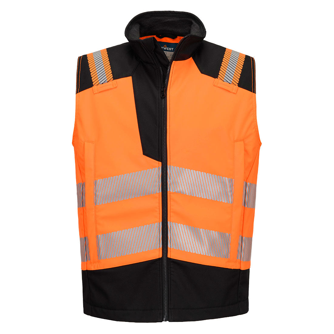 Pw3 Modaflame Softshell Hi Vis Fr Gilet - FR719 - Orange Black - Customisable Bodywarmers