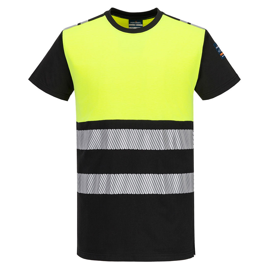 PW3 Modaflame Knit Hi-Vis Class 1 FR Short Sleeve T-Shirt - FR775 - Yellow Black - Customisable T-Shirt