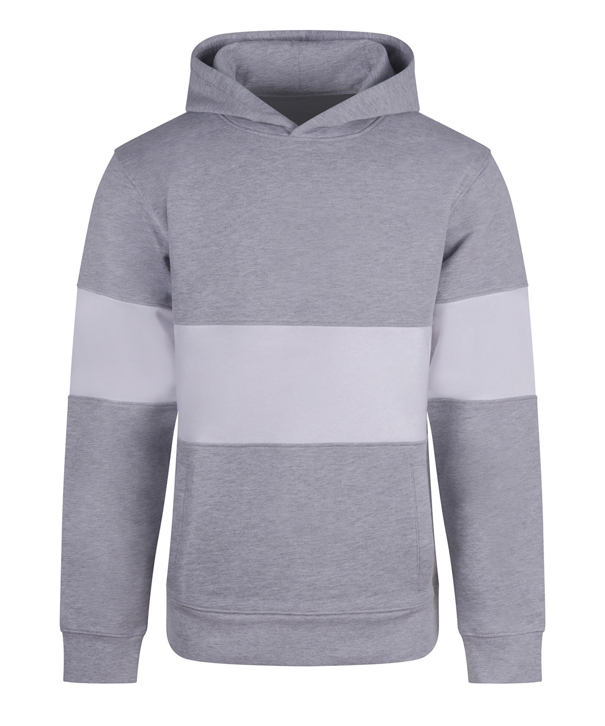 Heavyweight panelled hoodie - FR803 - Heather Grey White - Customisable Hoodies