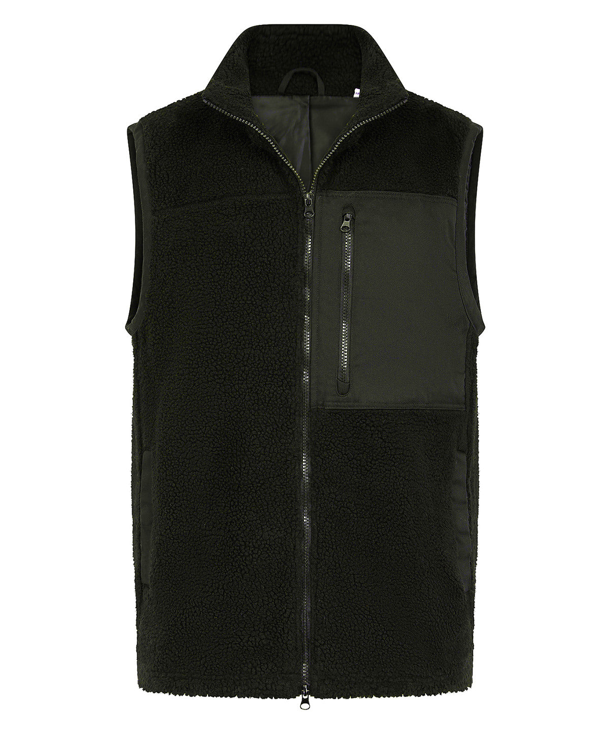 Recycled sherpa gilet - FR855 - Dark Olive - Customisable Gilets &amp; Body Warmers