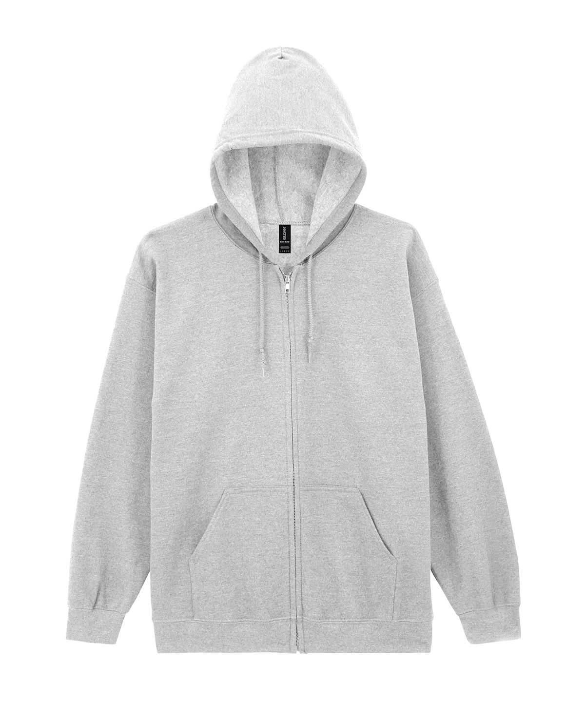 Heavy Blend Adult Zip Hood Sweat Black - 18600 - Ash Grey - Customisable Sweatshirts And Hoodies