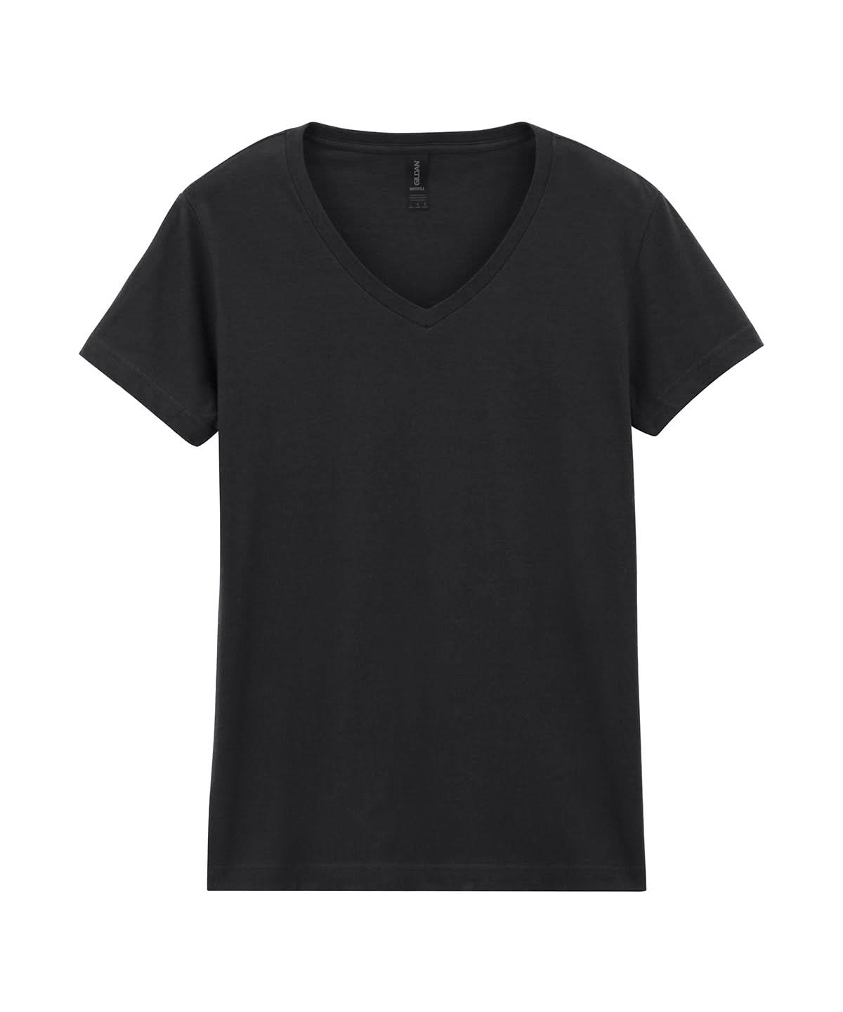 Gildan Softstyle Womens V Neck T Shirt GD078 - Black - Customisable T-Shirt