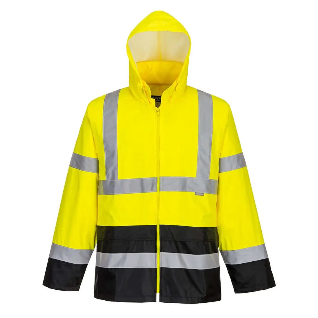 Hi Vis Contrast Classic Rain Jacket H443 - Yellow Black - Customisable Rain Jackets