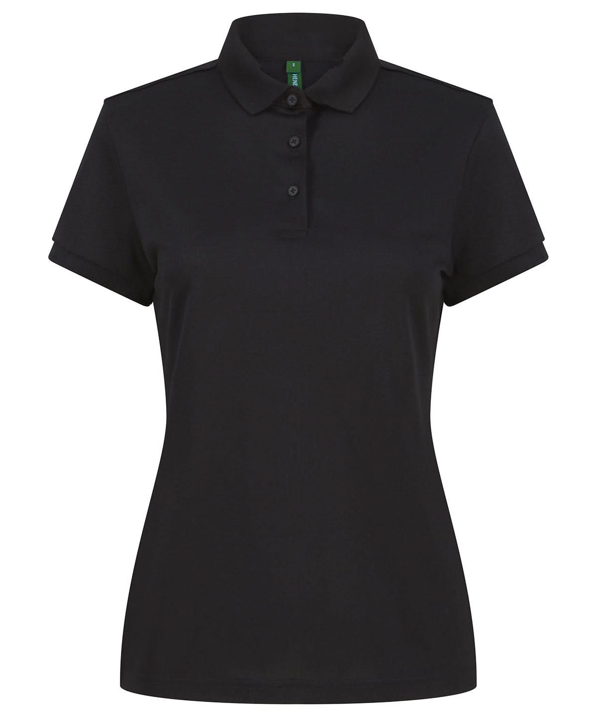 Henbury WomenS Recycled Polyester Polo Shirt HB466 - Black - Customisable Polos