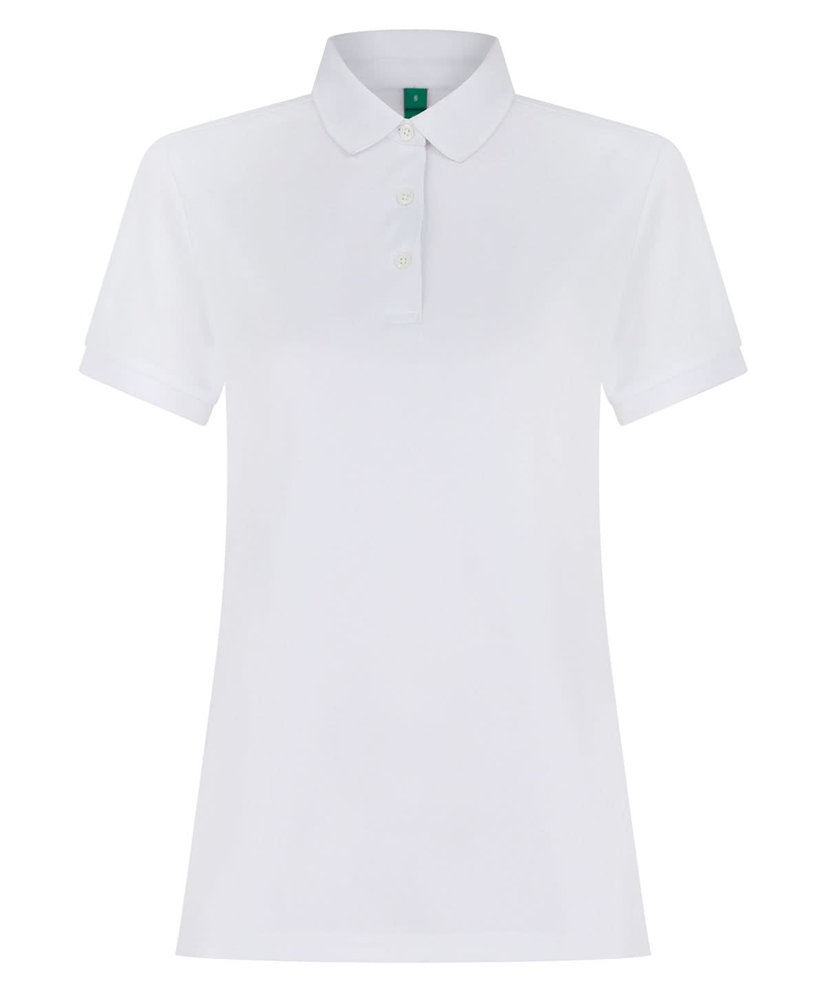 Henbury WomenS Recycled Polyester Polo Shirt HB466 - White - Customisable Polos