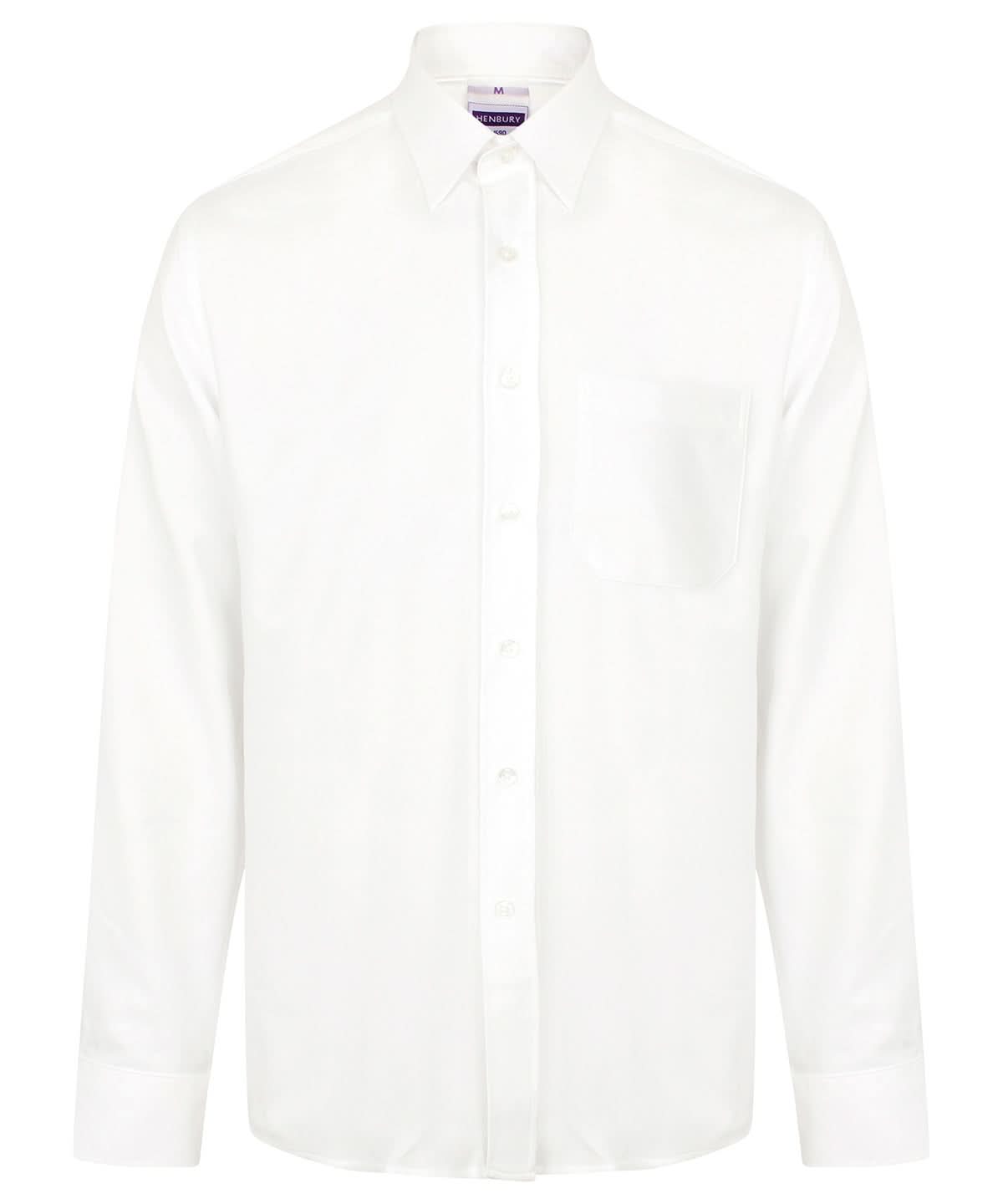 Henbury Wicking Antibacterial Long Sleeve Shirt HB590 - White - Customisable Shirts