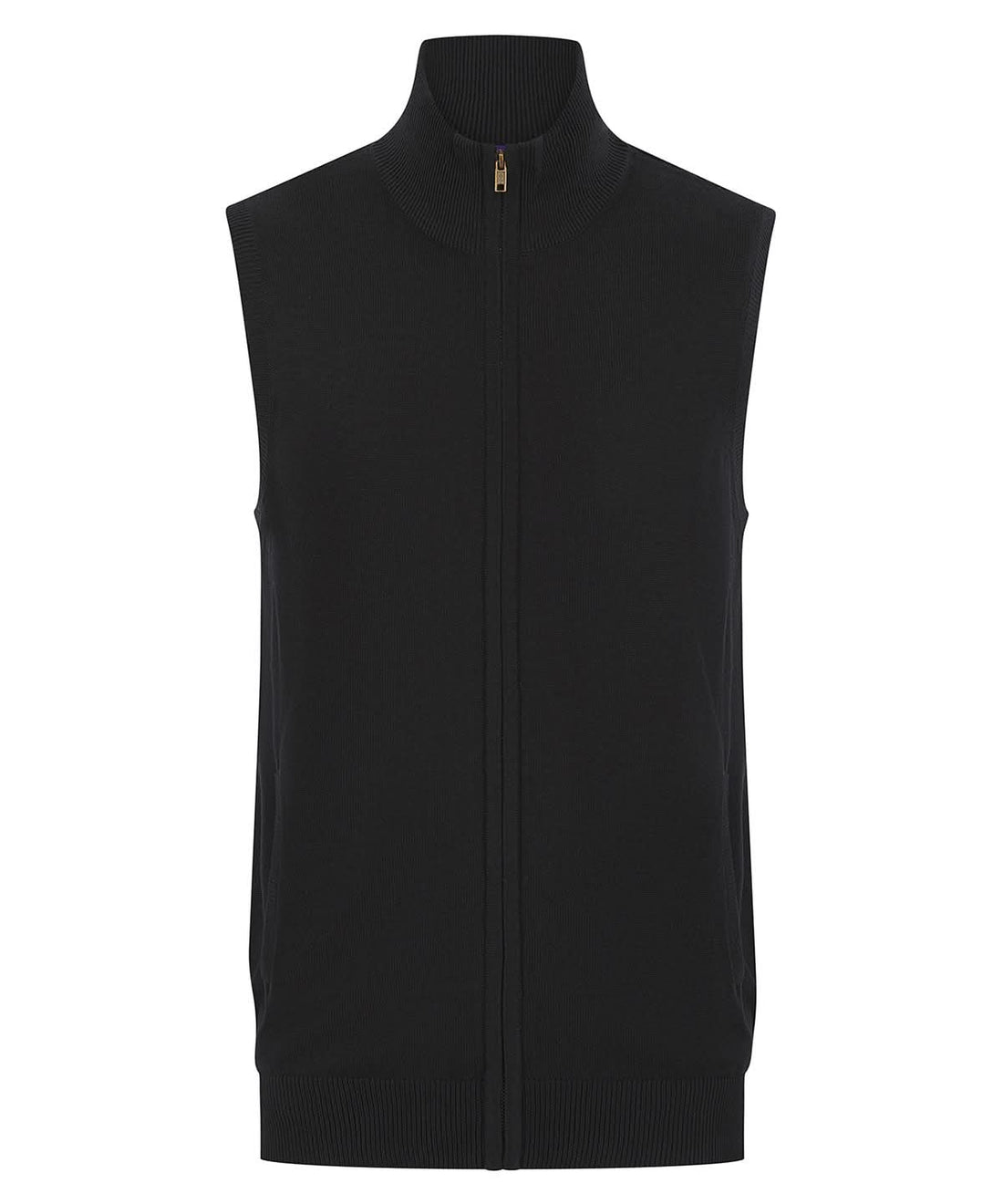 Henbury Sleeveless Zip Through Jumper HB711 - Black - Customisable Bodywarmers
