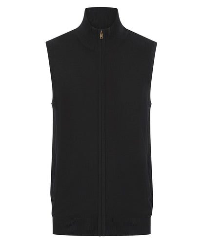 Henbury Sleeveless Zip Through Jumper HB711 - Black - Customisable Bodywarmers
