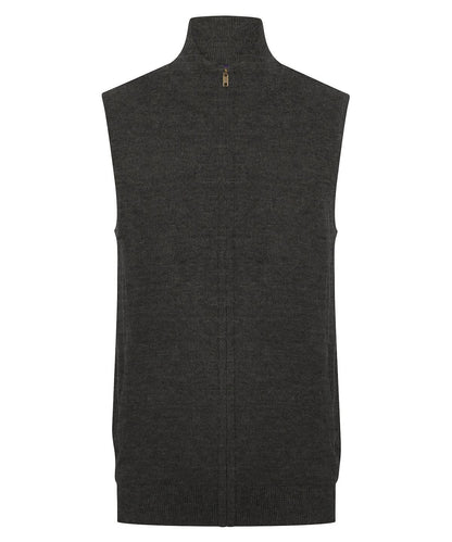 Henbury Sleeveless Zip Through Jumper HB711 - Grey Marl - Customisable Bodywarmers
